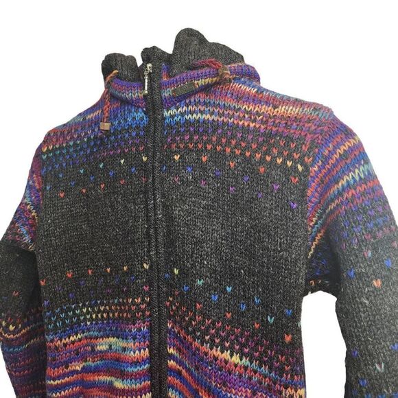 Colorful Confetti Wool Coat McRon Extra Warm Removable Hood Fleece Lined Jacket - Picture 5 of 13